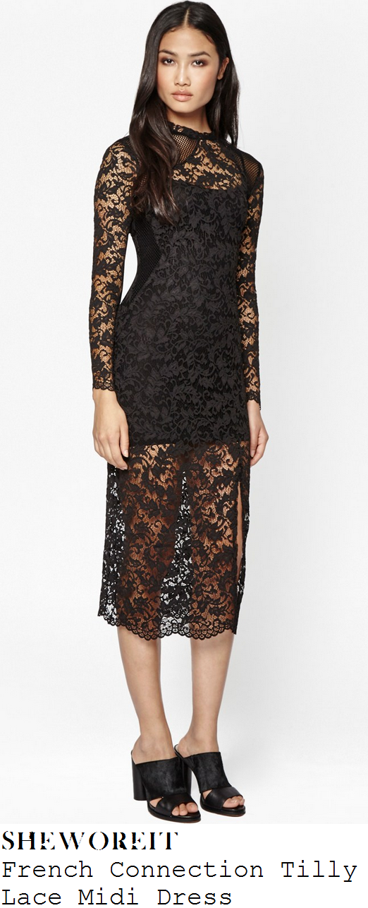 lucy-mecklenburgh-black-sheer-lace-long-sleeve-front-split-midi-dress