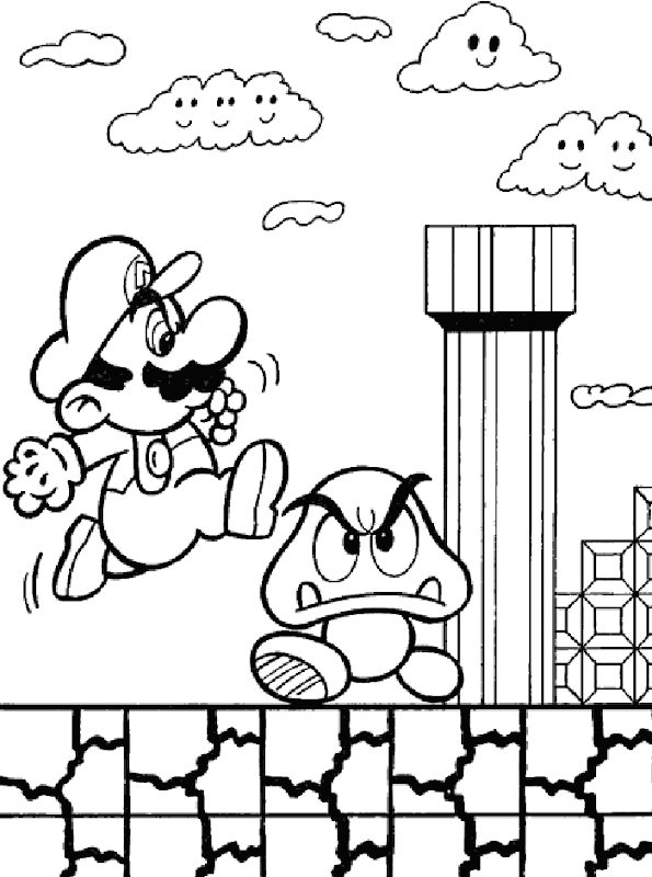 Free Mario Bros Coloring Pages for Kids title=