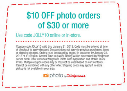 Top Categories Most Walgreens coupon codes are for discounts on specific services, like Walgreens photo lab. During the holidays, including Black Friday and Cyber Monday, Walgreens will feature discounts for holiday decor, gifts, toys, Christmas card and a whole array of personalized photo gifts%().