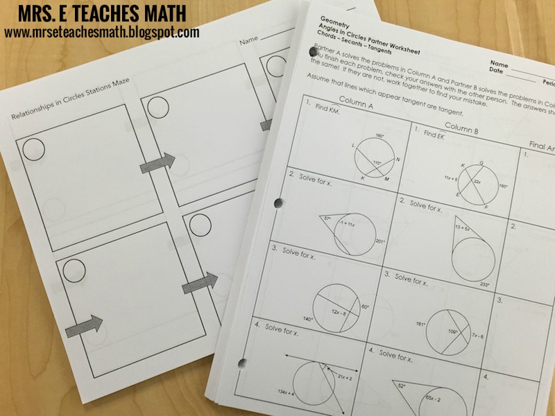 Mrs. E Teaches Math: Circle Properties Review