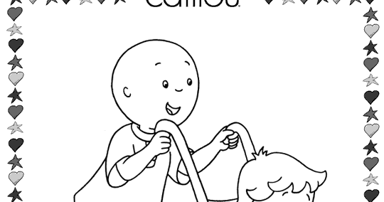 Coloring Activity Pages Caillou Pushing Rosie In The Stroller Coloring Page
