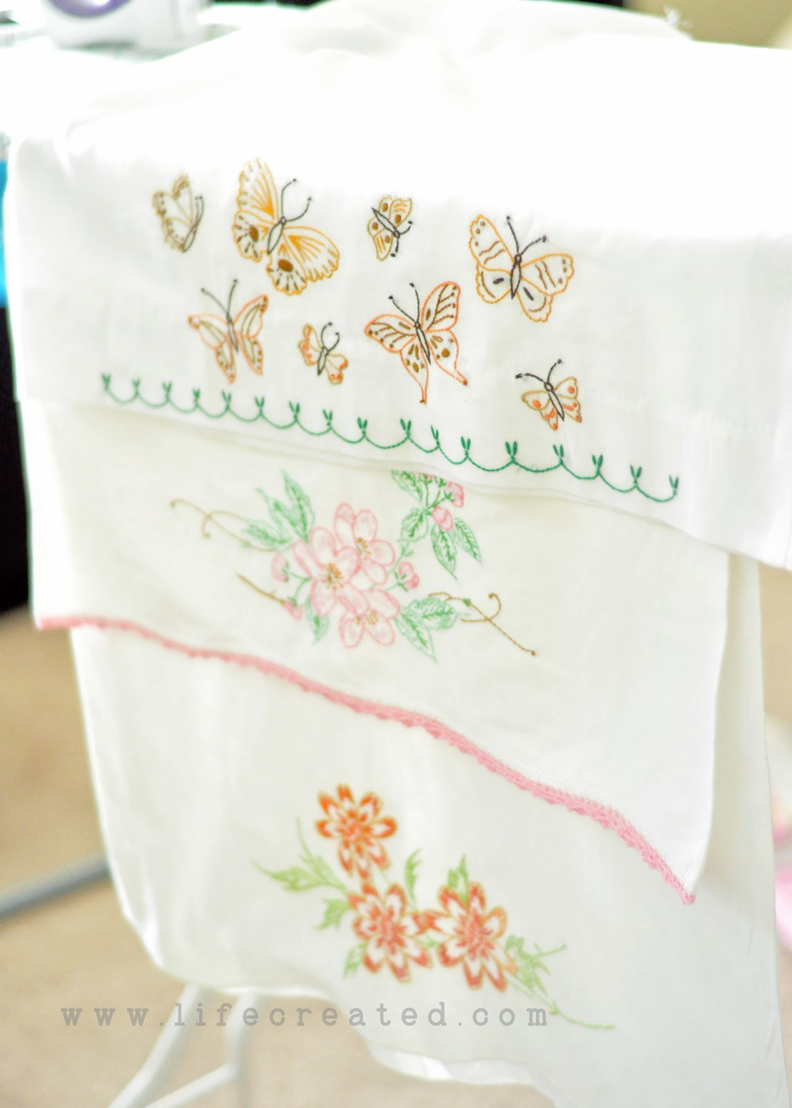 3 cutter pillowcases  Vintage embroideries