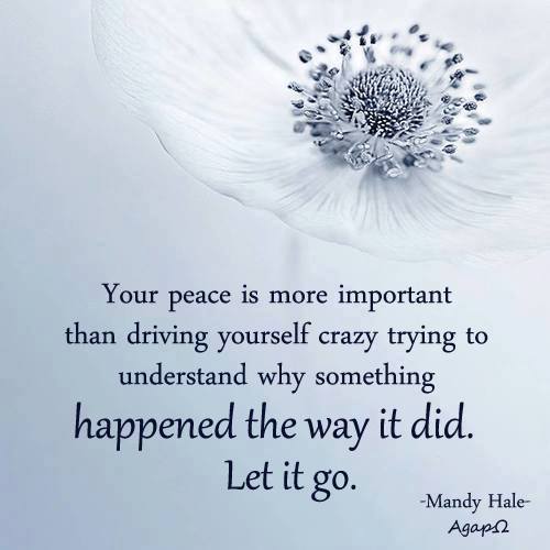 Your peace is more important than driving yourself crazy trying to understand why something happened the way it did. Let it go.