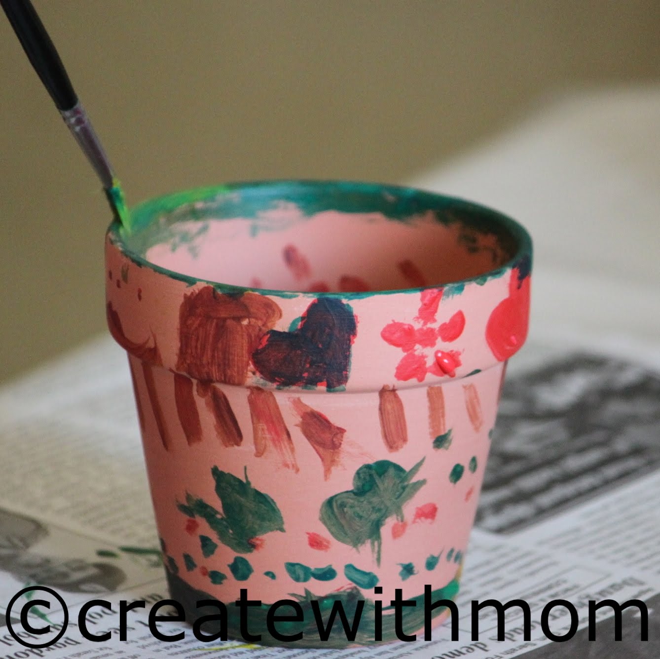 Create With Mom Painting clay pots