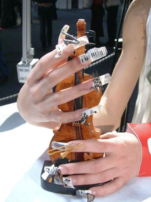 nail nails funny manicure weird crazy extreme icon fingernail fingernails creative 3d fingers violin ever unusual
