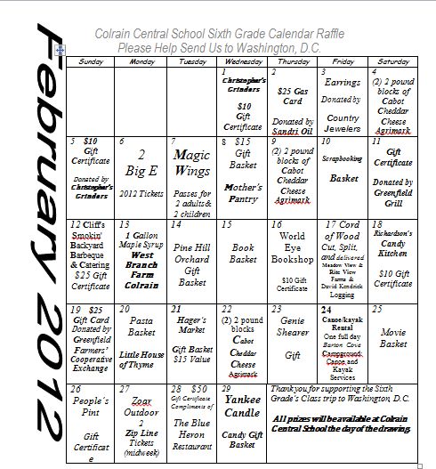 Calendar Raffle Ideas : Calendar raffle fundraiser template large Calendar Raffle Ideas : Calendar raffle fundraiser template large