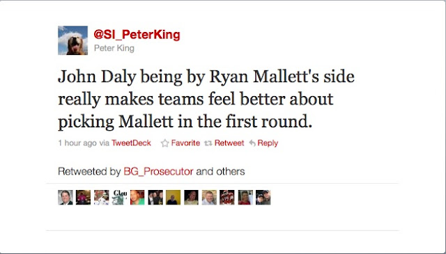 Peter King isn't quite sold on John Daly's support of Ryan Mallett. Peter King isn't quite sold on John Daly's support of Ryan Mallett.