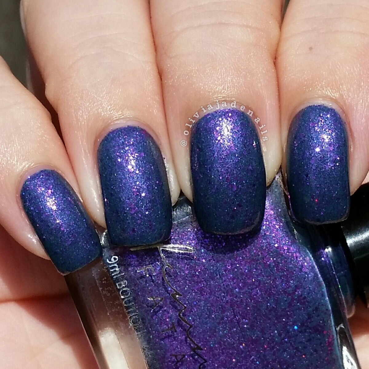 Femme Fatale Cosmetics Sorrow Wing swatched by Olivia Jade Nails