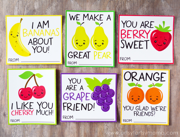 Free Printable Fruit Valentines artsyfartsy mama