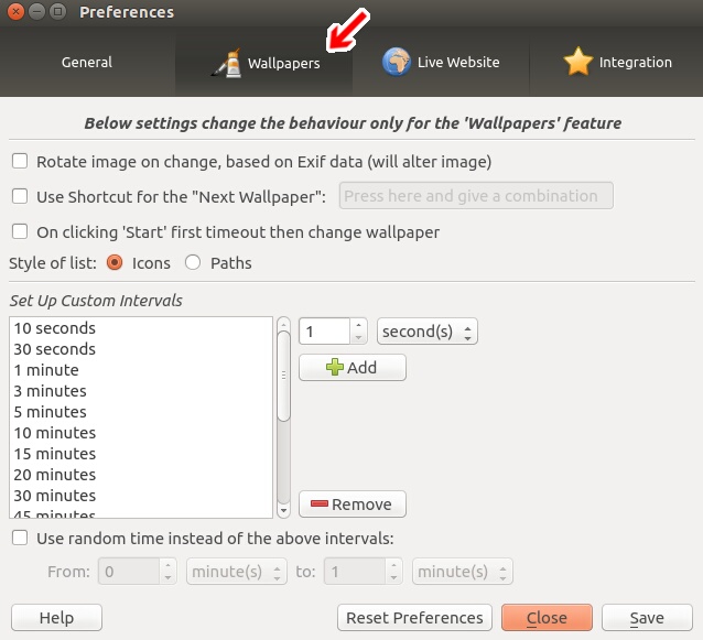 Ubuntu Wallch その26 壁紙の自動切り替えの設定や壁紙機能の設定を行う Kledgeb