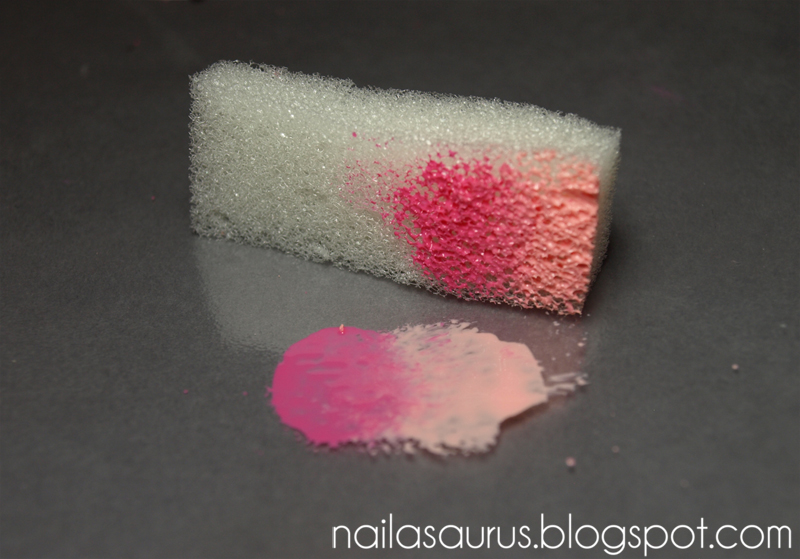Ombre Nails Nail Art Tutorial. Step 5. Dab the sponge directly down on to