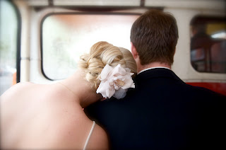 Bride and Groom on bus