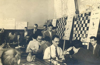 Sala de juego del IV Torneo Internacional de Ajedrez de Sabadell 1945