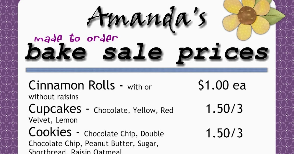 Amanda's Bake Sale Bake Sale Pricing