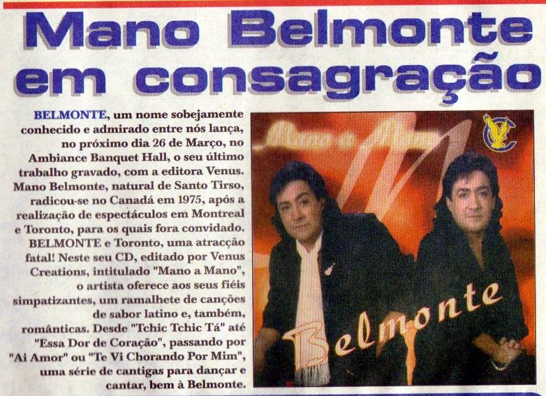 Mano Belmonte-25 anos de carreira na Diáspora