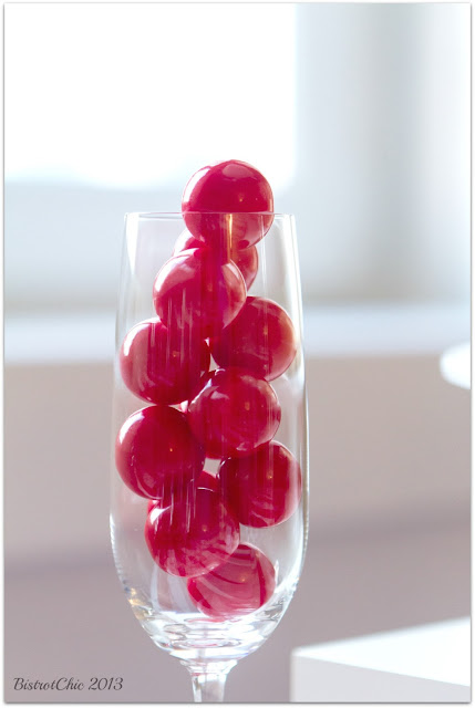 Love is in the Air Party Champagne glasses filled with gumballs featured in Pizzazzerie from BistrotChic