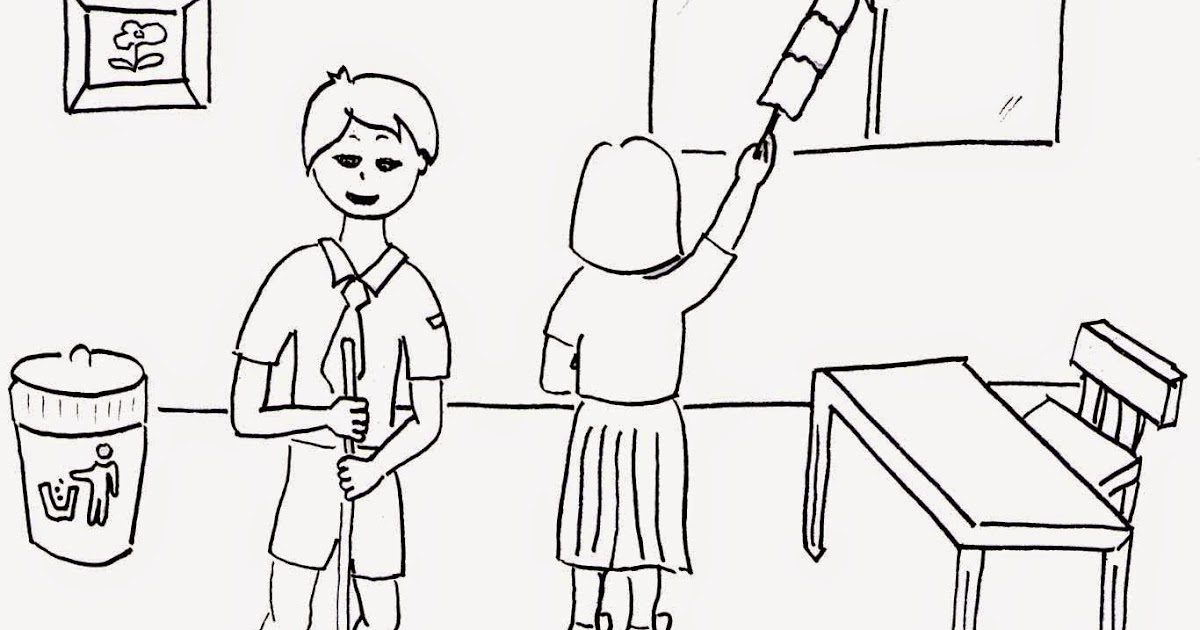 Mewarnai Gambar Kerja Bakti Di Rumah Bahasa - IMAGESEE