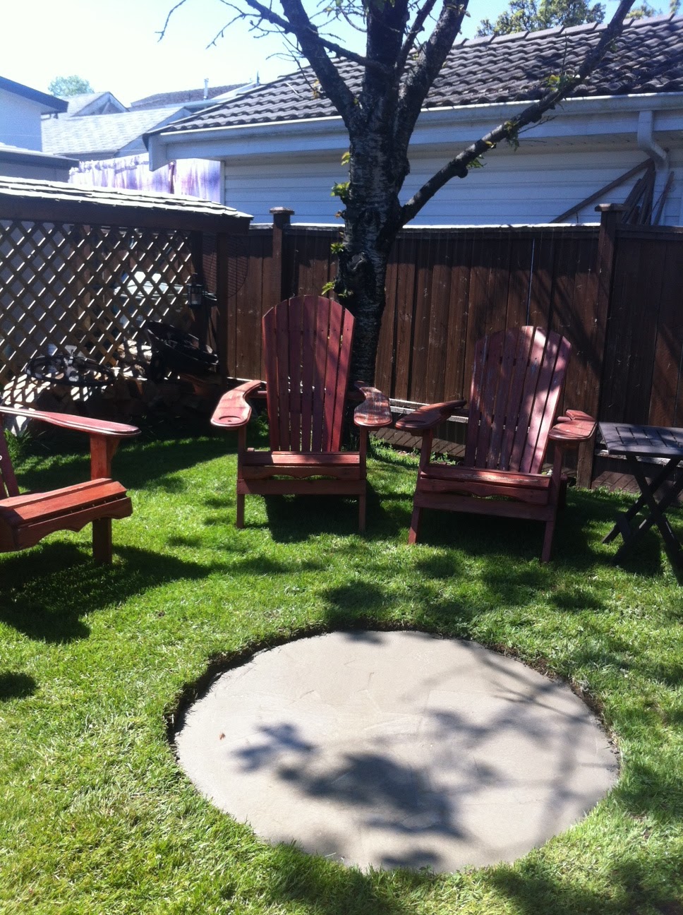 Heather's home improvements Concrete pad for backyard fire pit