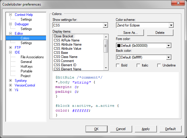 Code highlighting e suporte de themes no CodeLobster