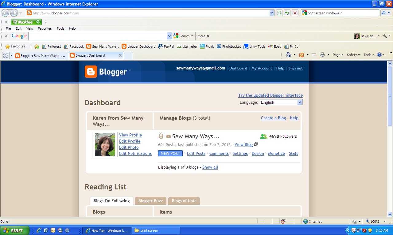 Sew Many Ways... How To Print Screen...Adding A Computer Picture To