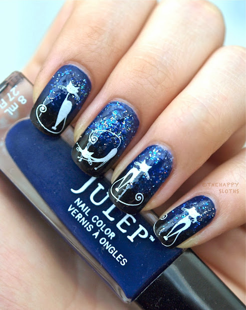 midnight cats halloween manicure
