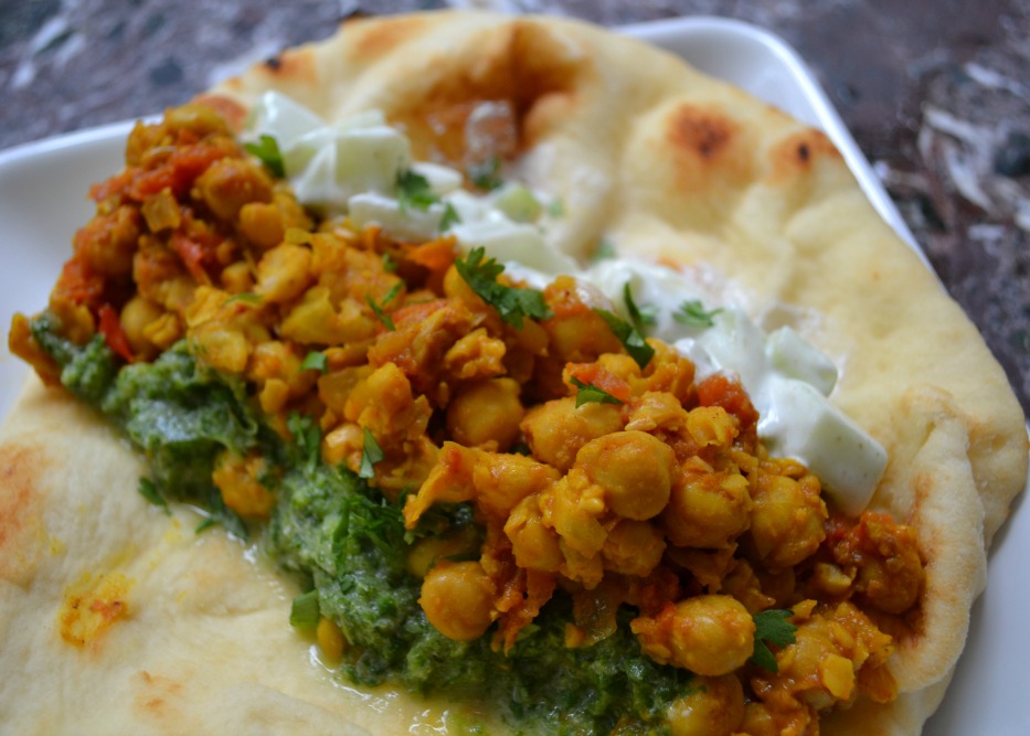 A Cook and Her Books Smashed chickpeas on naan with cilantromint