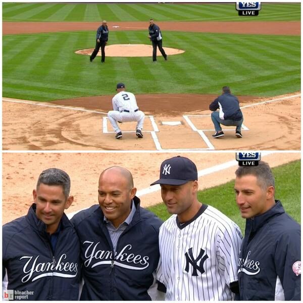 XM MLB Chat Core Four first pitch at Yankee Opening Day, 4/7/14