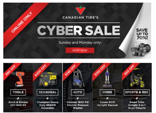Canadian Tire Cyber Monday Event Save Up To 70% Off