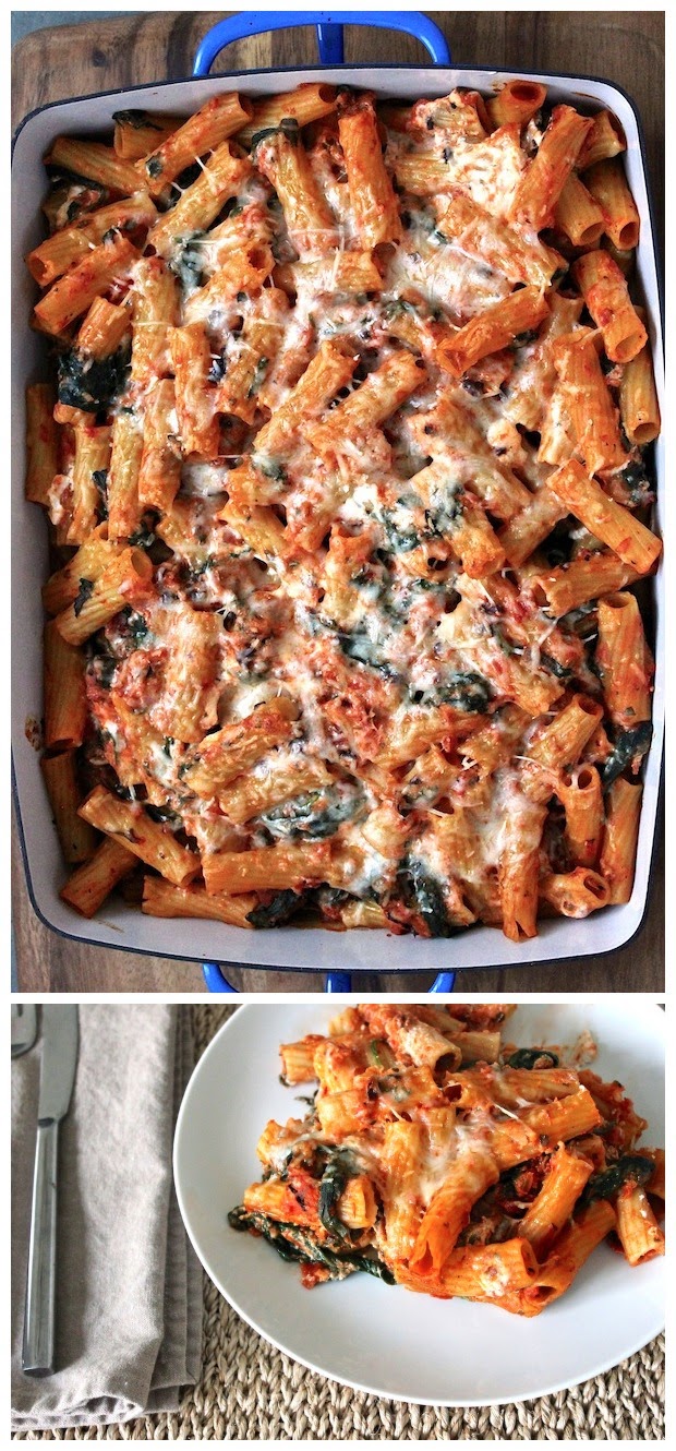 Baked Rigatoni with Spinach and Olives Easy Kitchen 4 All