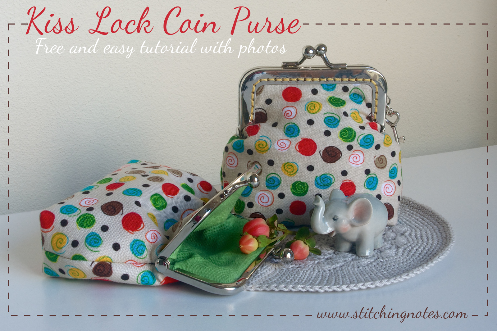 10.5X5.5 cm/ 4X2 inch  PDF kiss lock pattern and Tutorial for making your own kiss lock bag