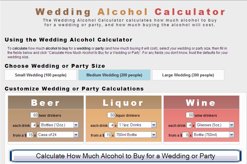 Craft My Soul Wedding Wednesday Booze Calculator