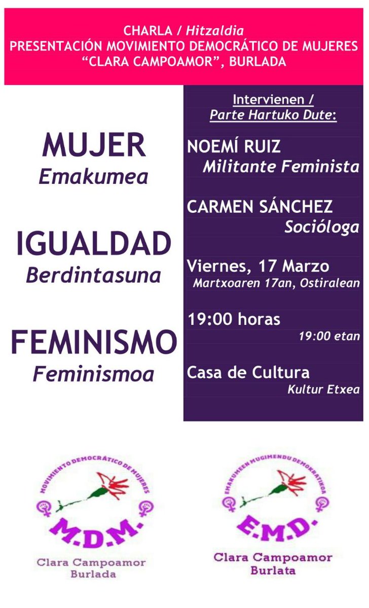 17 marzo Charla feminista