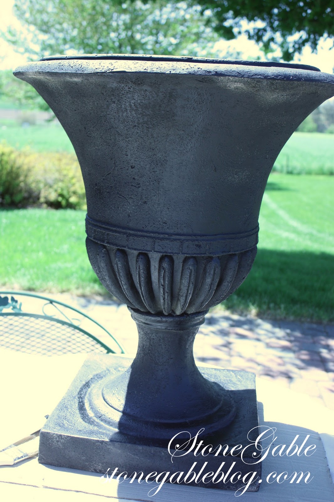 AGING URN WITH PAINT StoneGable