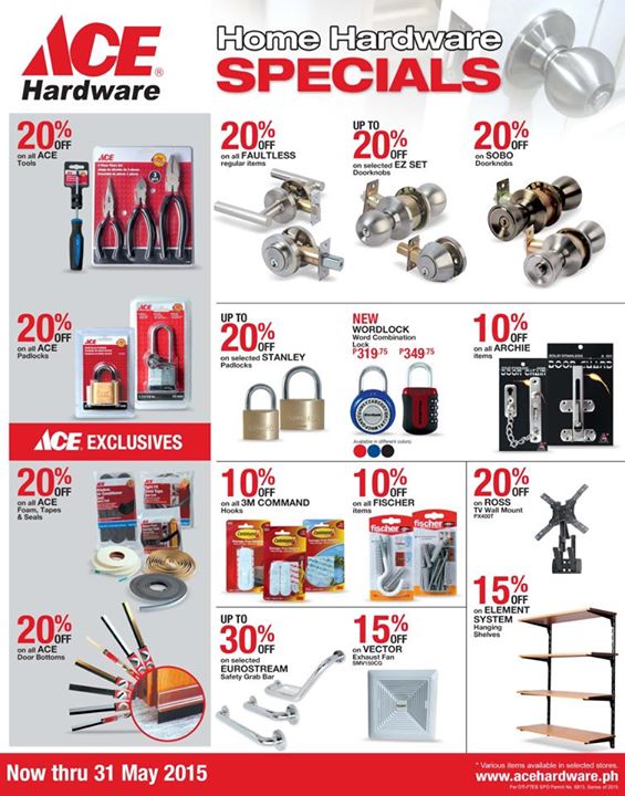 D.I.G.G.DAVAO Ace Hardware Discounts on selected items till May 31, 2015