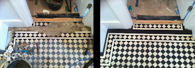 Victorian mosaic hallway restoration - rebuilding a threshold
