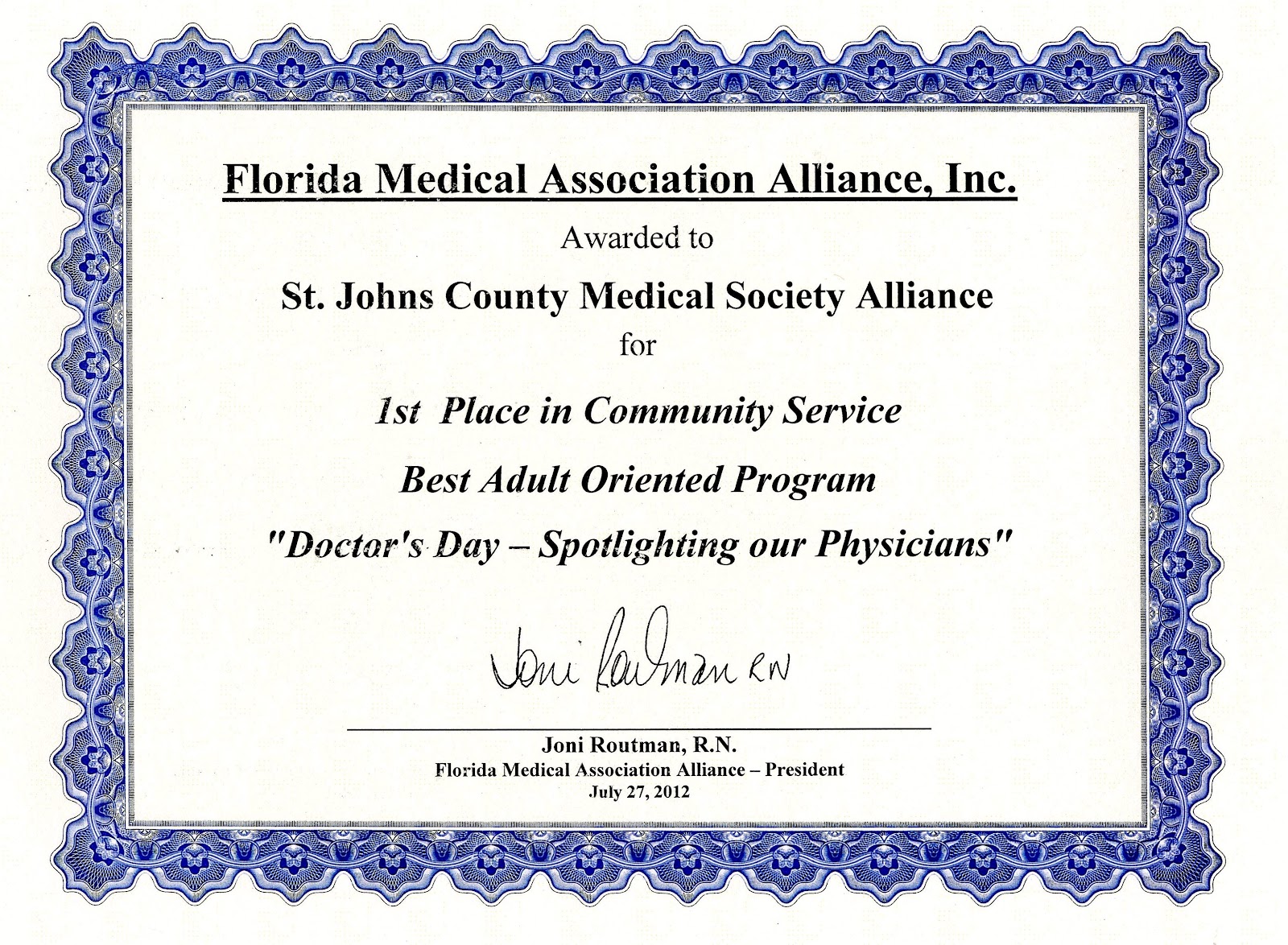 Loyalty Award Certificate