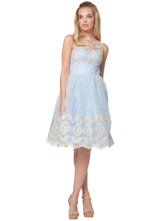 Bandeau Lace Prom Dress with Bardot Neck
