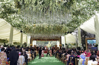 Foto Resepsi Pernikahan Ibas & Aliya Berbalut baju pengantin adat Palembang