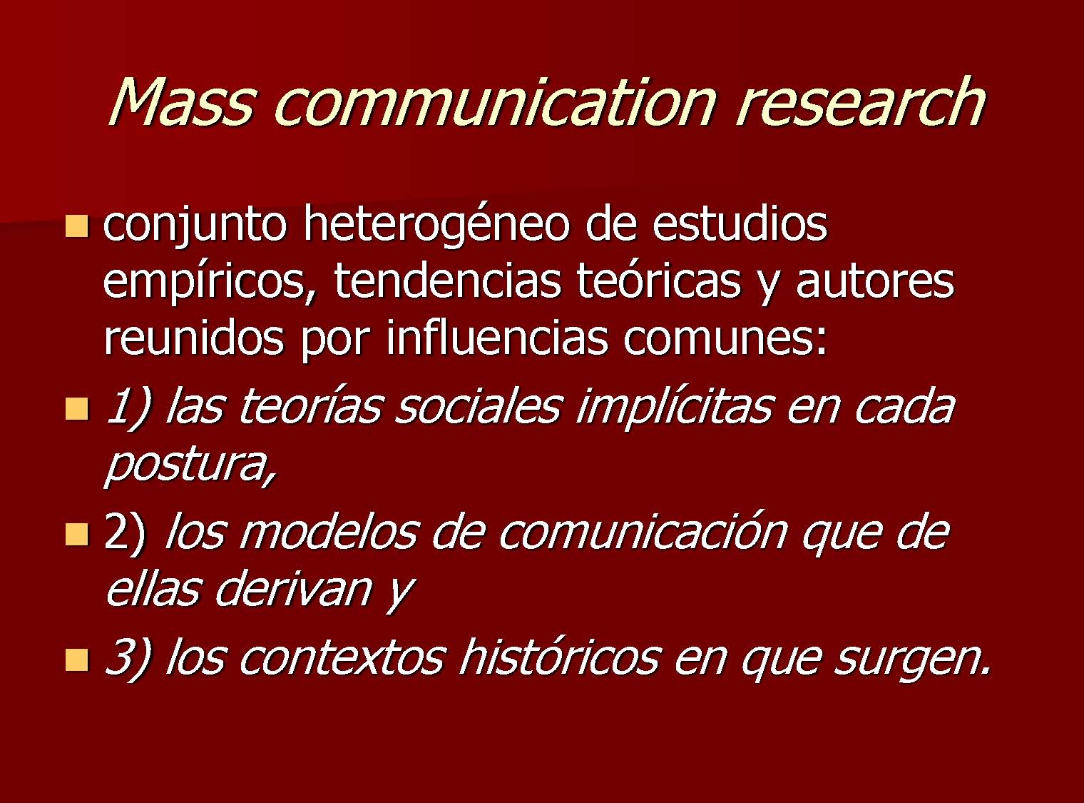 Research On Mass Communication Class