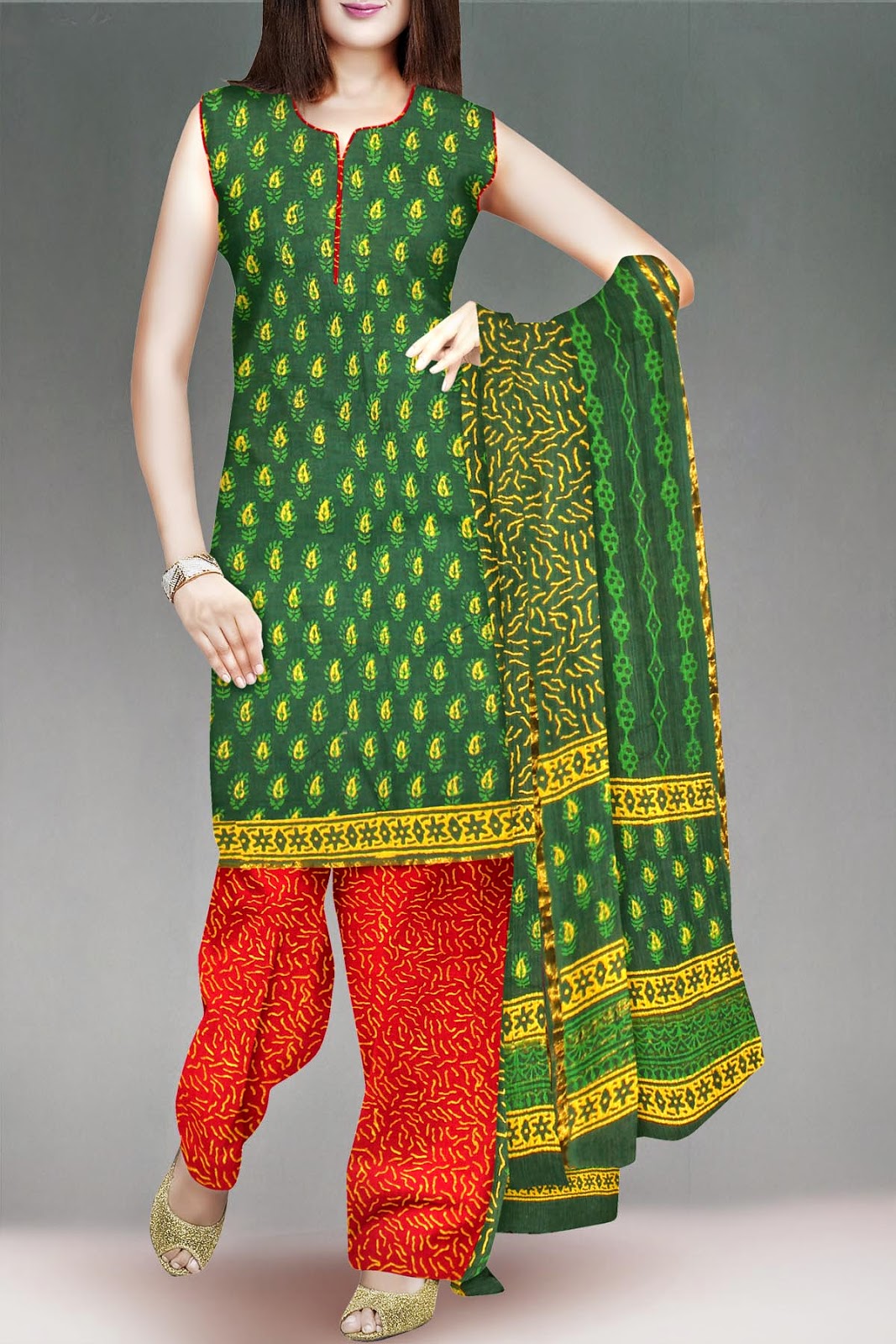 Stylish Cotton sarees and Salwar suits Rajkot cotton salwar kameez