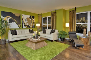 Green Living Room Design Interior