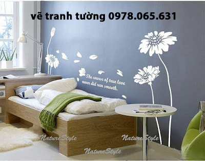 vẽ tranh tường phòng ngủ vẽ tranh tuồng phòng khách