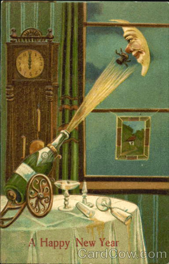 Christmas eve holiday greeting card 30 Strange and Creepy Vintage New Year's Postcards From Between the