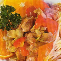Pollo con fideo a la naranja recetas