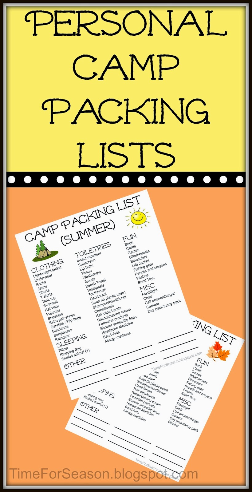 packing list for camping