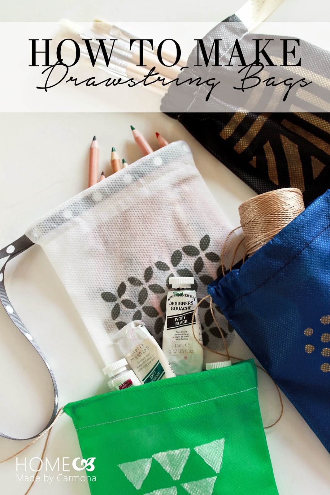 How to Make Cute DIY Drawstring Bags Home Made by Carmona
