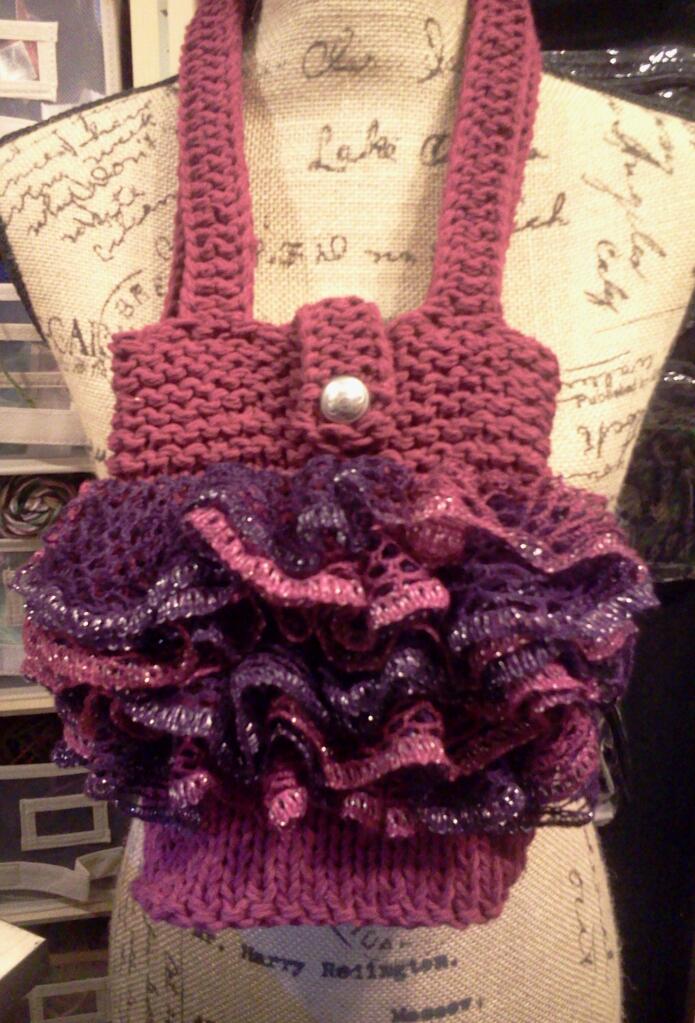 String Theory Fiber Works: Tiny Tutu Tote - Ruffle Loom Knit Purse Pattern