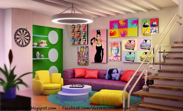 Ambientes coloridos en el hogar decorar con colores : decoración ... Sala Colorida diseño