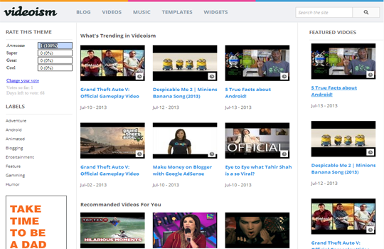 awesome themes videoism awesome free blogger template