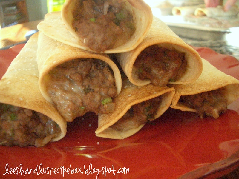 Leesh & Lu's Recipe Box {Baked} Beef & Bean Taquitos